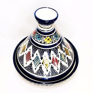 Moroccan Tajine 10" Handmade Hand-painted Traditional Blue Terracotta Tagine Pot